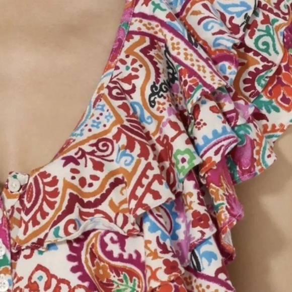 Vintage 90s Y2K Ralph Lauren Sleeveless A-line Dress Floral Paisley Medium. - Picture 5 of 12